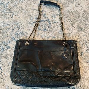 Authentic Vintage Black Matelasse Chanel Bag Lambskin